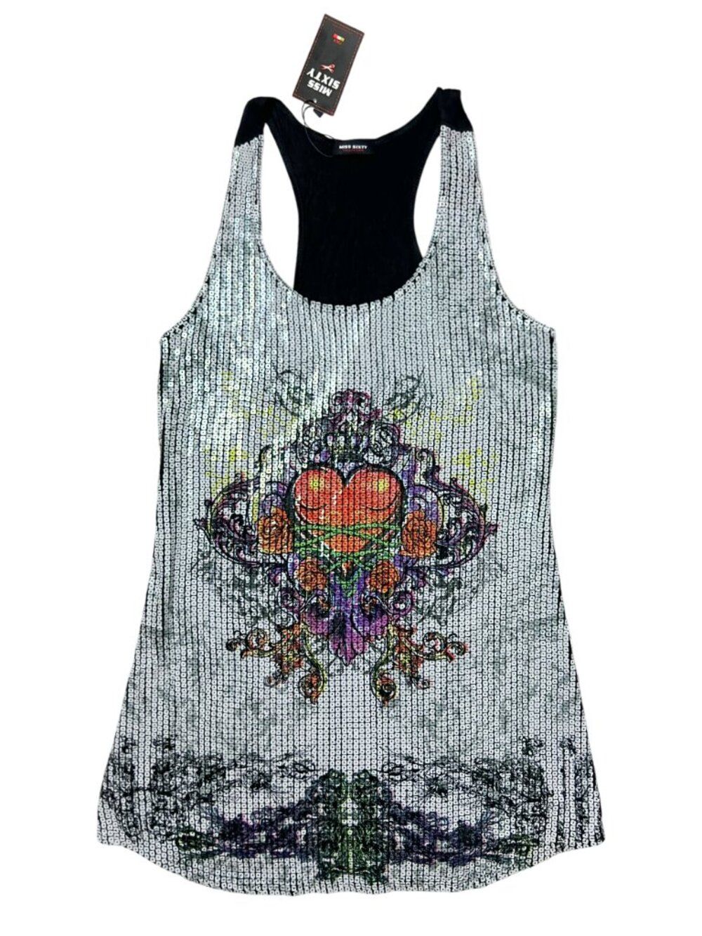 Miss Sixty Sequin Racer Back Tank Top